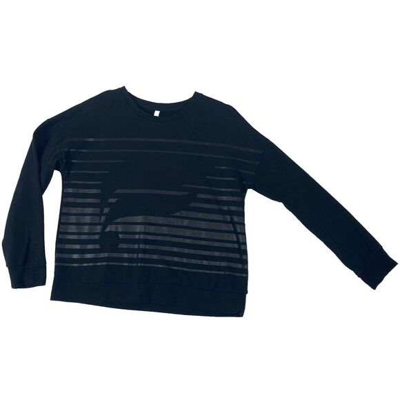 Fabletics Graphic Print Sweatshirt Women's Pullover, Long Sleeve, Black, XLarge - Picture 1 of 8